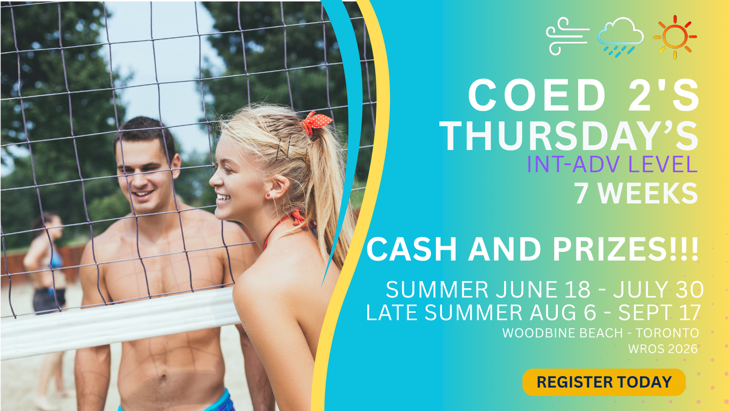 THURSDAY INT/ADV COED LEAGUE BEACH VOLLEYBALL 2'S   6:30 PM START